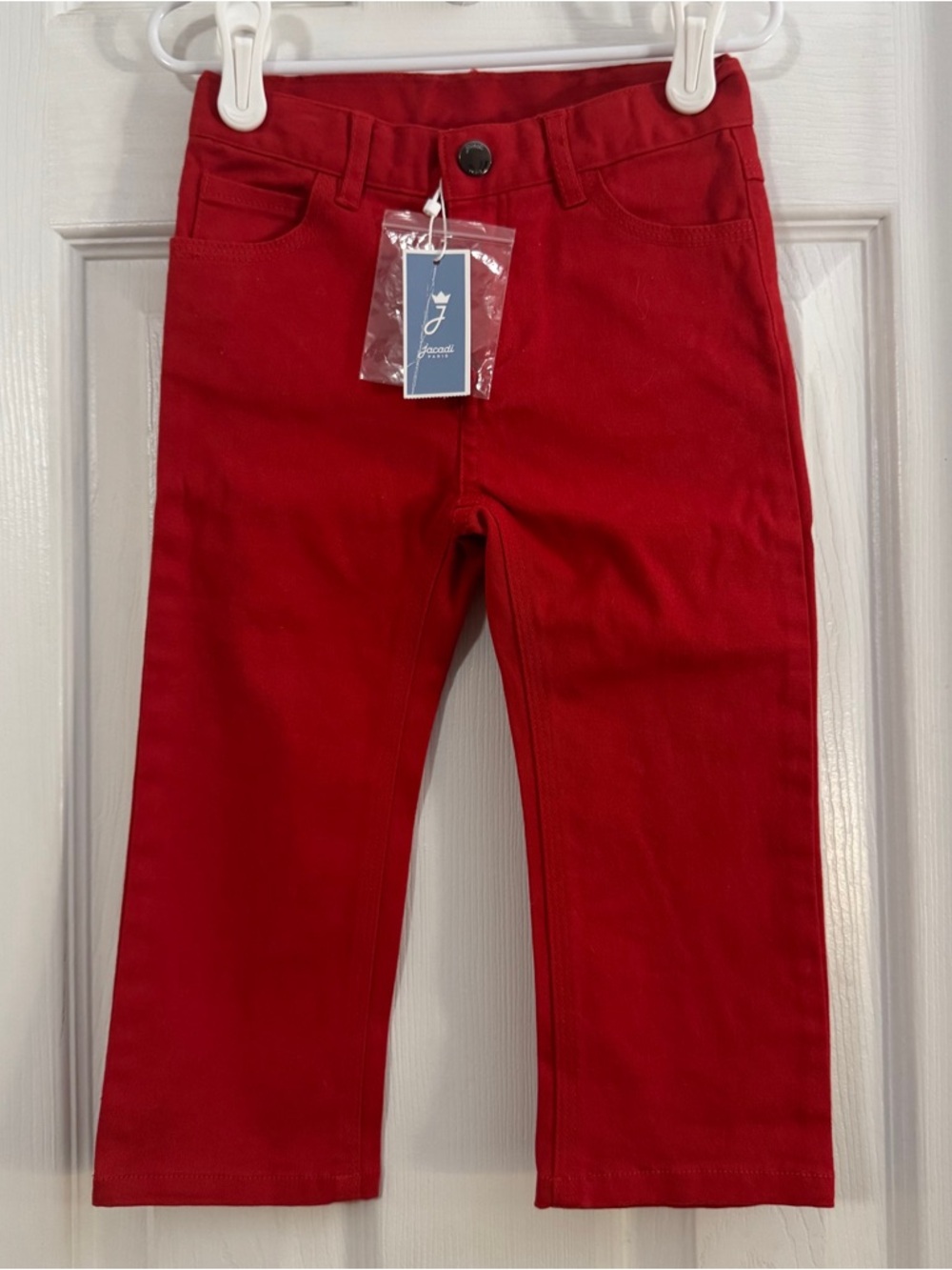 NWT Jacadi Paris Baby Girl Red Slim Pants Back Pockets